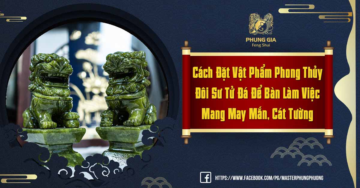 Đôi Sư Tử Đá Để Bàn Làm Việc Phong Thủy